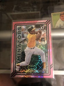 2023 Donruss Baseball Rickey Henderson Dominators Pink Fireworks Insert #D8 HOF