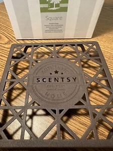 Scentsy Warmer Stand Square 5" Brown Metal Rustic Country Cabin Trivet with Box - Picture 1 of 4