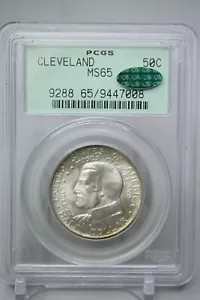 1936 Cleveland Commemorative Half Dollar 50C PCGS MS65 Green CAC OGH #7008 - Picture 1 of 4
