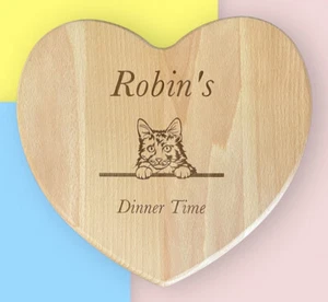 Tagliere personalizzato cuore di gatto piccolo/tagliare legno massello di faggio, qualsiasi razza - Foto 1 di 52