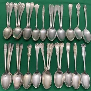 30 Silverplated Antique to Vintage PLACE or TABLESPOONS 7"-8" No Monograms - Picture 1 of 10