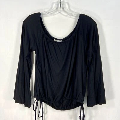 Feel The Piece Terre Jacobs Black Scoop Neck Long Sleeve Top Womens M/L - Image 1 of 4