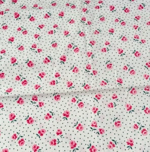 Vintage Lot MCM Floral Print Fabric Dollscale - Cafe Curtains & Valances A253 - Picture 1 of 6