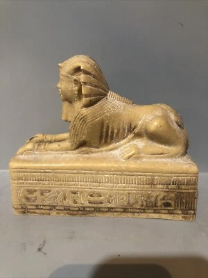 Figura/figura vintage de esfinge egipcia de piedra blanca pesada, Foto 1 de 4