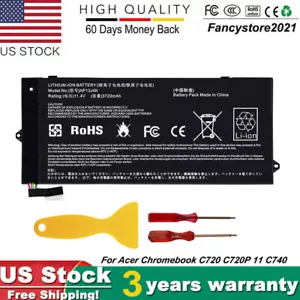 AP13J3K Laptop Battery For Acer Chromebook C720 C720P C740 14 CB3-431 AP13J4K - Picture 1 of 9