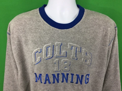 VINTAGE INDIANAPOLIS COLTS NFL #18 PEYTON MANNING TEAM SWEATER SIZE LARGE L Cover
