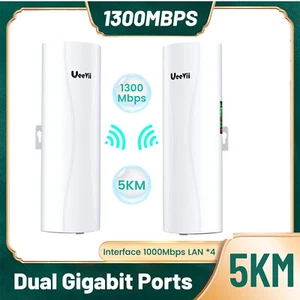 Professional 5.8GHz WiFi Bridge Dual Gigabit Ports 5KM 1300Mbps Network Extender - Picture 1 of 12
