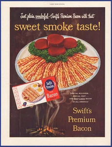 Vintage 1951 SWIFT'S PREMIUM Bacon Kitchen Art Décor Ephemera 1950's Print Ad - Picture 1 of 1