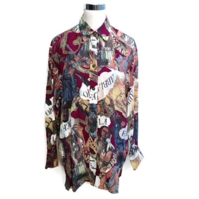 MOSCHINO Jeans M Button Down Native American Printed Shirt Men's Unisex RARE - Image 1 of 4