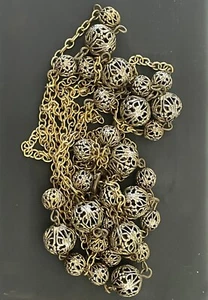 "Collar colgante cadena Art Deco estación de cuentas bola filigrana oro Vermeil de colección 58""" - Imagen 1 de 22