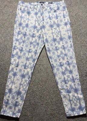 Pantalones de mezclilla para mujer Chaps talla 14s/32 tiro alto ajustados elásticos azules y blancos Foto 1 de 4