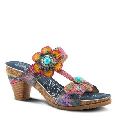 L'Artiste by Spring Step Bari Tooled Leather Floral Boho Slide Sandals 8.5 - Image 1 of 4