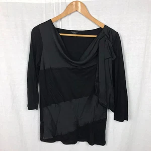 Ann Taylor Damen 3/4 Ärmel Rundhalsausschnitt Shirt Mischgewebe einfarbig schwarz Gr. Small - Bild 1 von 4
