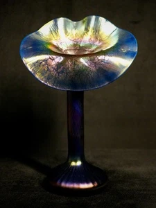 Vintage Lundberg Studios Purple Iridescent Art Glass Jack in the Pulpit Vase - Picture 1 of 23