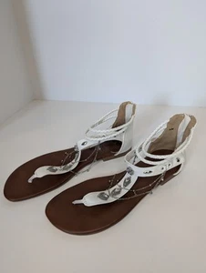 Women’s Jellypop White and Silver Jeweled Gladiator Sandals Size 9.5M - Picture 1 of 9