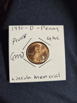 1990 D Lincoln Memorial Penny Proof, UNC., (MS) Nice Coin For Collection - Image 1 of 4