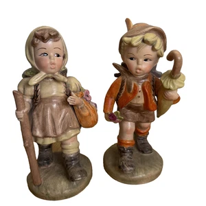 Hummel Style Figures Boy And Girl 9.5 Inches Tall (flaw) Read - Picture 1 of 16