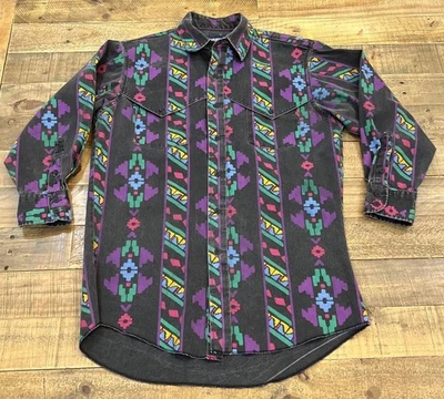 Men's Vintage Wrangler Brushpopper Button-Up Western Shirt Southwest Print Sz M - Image 1 of 4