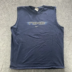 Vintage Nike Shirt Herren XL Blau Ärmellos Muscle Gym Swoosh Spell Out 90s Tee - Bild 1 von 12