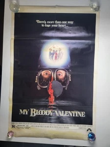 MY BLOODY VALENTINE ORIGINAL MOVIE POSTER 1981 HORROR CULT CLASSIC 27x41 *STAINS - Picture 1 of 13