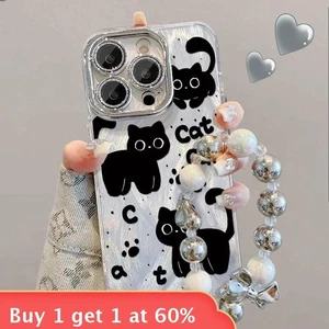 For iPhone 17 Air 17 Pro Max 16 15 14 13 12 11 XR 8 XS Phone Case Cat w/Bracelet - Picture 1 of 9