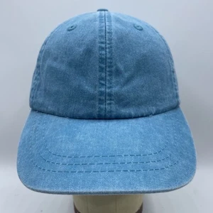 Blank Hat Adams Adult Adjustable Strapback Blue Baseball Dad Cap Leather Strap - Picture 1 of 10