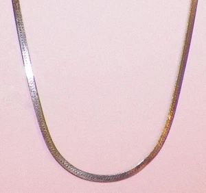 Sterling Silver Necklace Herringbone Chain 925 Italy Vintage 1980s #2 - Picture 1 of 5