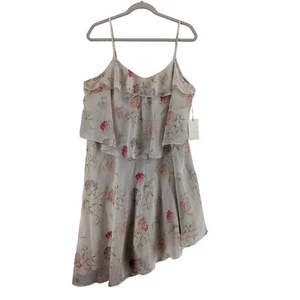A New Day Tiered Dress XL White Floral Lined Scoop Neck Ruffle Flower Chic Mini - Picture 1 of 12