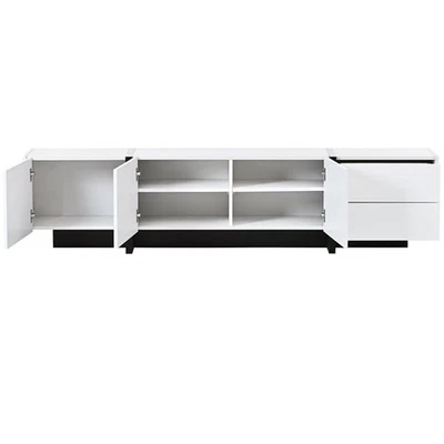 【New】[VIDEO provided] White&Black Contemporary Rectangle Design TV Stand,Unique - Image 1 of 4