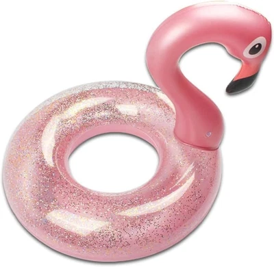 Aufblasbar Flamingo Schwimmring, Glitzer Rosa Schwimmring Luftmatratze Pool floa - Bild 1 von 4