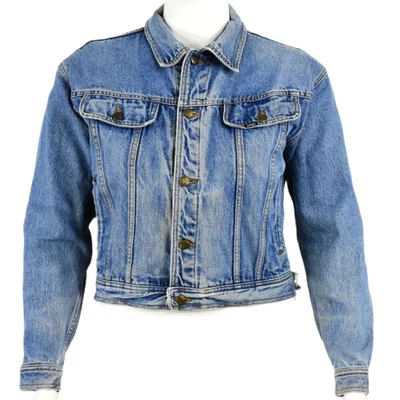 Chaqueta vaquera Lee vintage años 80 para mujer L recortada Jean Trucker chaqueta lavado a la piedra 12 Foto 1 de 4