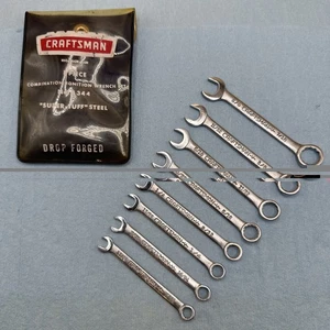 Vintage Craftsman Crown Logo -V- 8 Pc Combination Ignition Wrench Set No 4344 - Picture 1 of 7