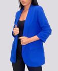 Womens Ruched Sleeve Blazer Collared Casual Formal Lined Jacket Ladies Top New