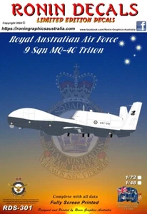 1/72 Ronin Decals RAAF 9 Sqn MQ-4C Triton Decals ( Limited Edition) - Picture 1 of 2