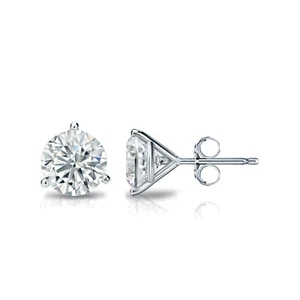 Orecchini a perno simulante diamanti tondi oro bianco 14 kt 3 punte (1/4-2 ct, qualità AAA) - Foto 1 di 4