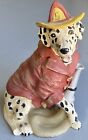 Vintage 4.5” Dalmatian Dog Fireman Fire Fighter Holding Hose Resin Figurine Cute
