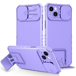 Camera Privacy Cover Hybrid Case with Kickstand for iPhone 14 Plus - Purple - Picture 1 of 11