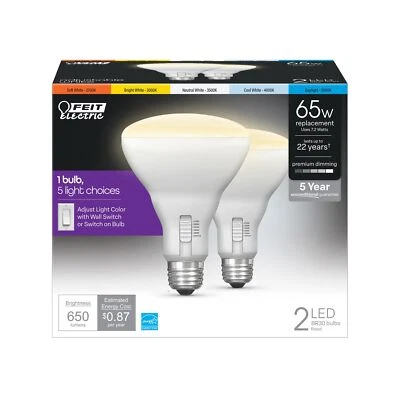 Feit Electric BR30 LED Light Bulb, 65W Equivalent, Dimmable, Color Selectable... - Image 1 of 4