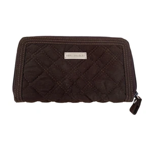 Vera Bradley Quilted Clutch Wallet Brown Accordion Animal Print Zipper 4.5" x 8" - Picture 1 of 10