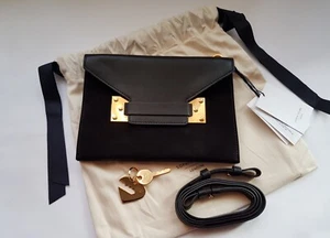 Neue Sophie Hulme Tasche Double Milner Wildleder und Kalbsleder Tasche in schwarz - Bild 1 von 7