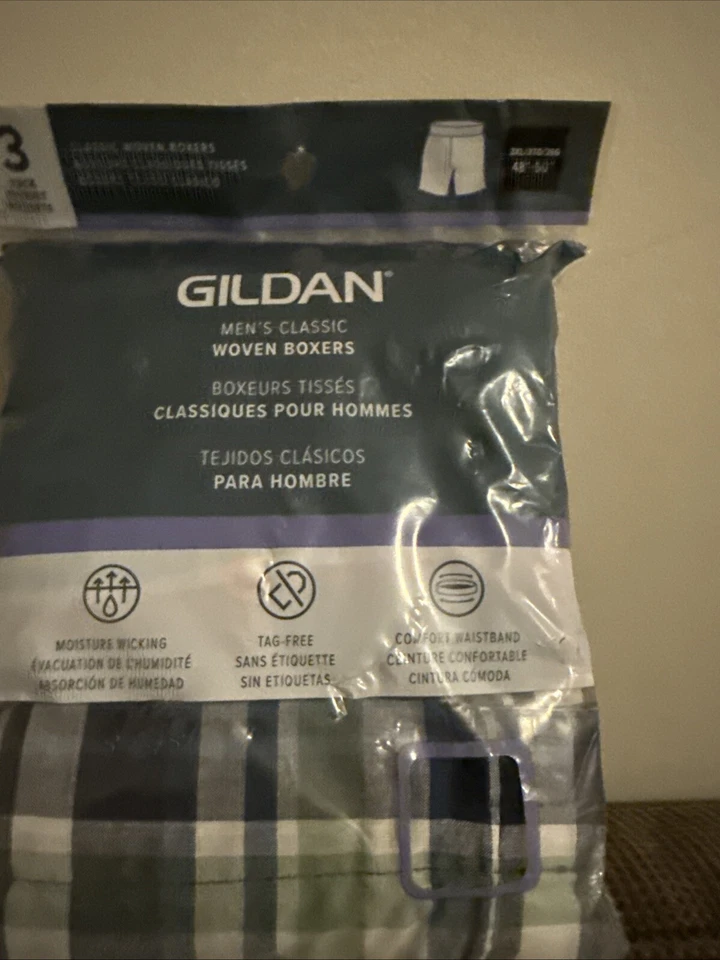 Gildan Men's Boxer Shorts Underwear 3XL 48-50 3-Pk Plaid Classic Woven - Image 1 of 1