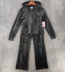 Juicy Couture Velour Tracksuit Set Jacket Hoodie Pants Womens Small Liquorice - Picture 1 of 24
