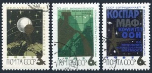 Russia 3053-3055, CTO. Mi 3076-3078. Cooperation in Space, 1965. Organizatios. - Picture 1 of 1