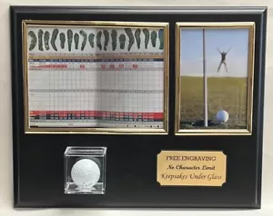 Golf Ball 4x6 Photo - 6x8 Scorecard Hole In One Personalized Display Case Plaque - Picture 1 of 4