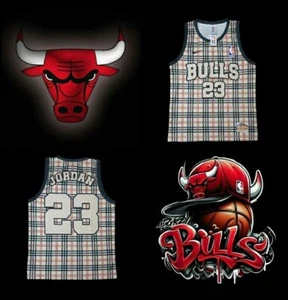 CHICAGO BULLS TARTAN MICHAEL JORDAN 23 JERSEY SIZE LARGE BNWT - Picture 1 of 6
