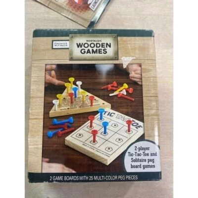 Wooden Game tic tac toe and solitaire peg game - Image 1 of 2