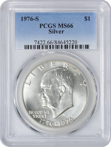1976-S Silver Eisenhower Dollar Ike MS66 PCGS 66 Mint State Cover