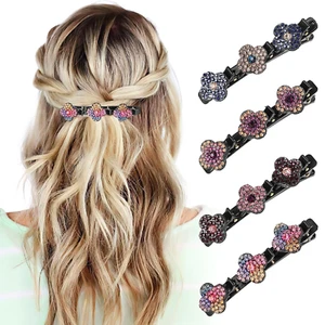 Braided Hair Clips for Women - Sparkling Crystal Stone Hair Clips for Styling Se - Picture 1 of 11