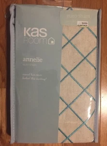 One Kas Room Annelie European Euro Sham Cotton/Linen Diamond Shape Pattern - Picture 1 of 3
