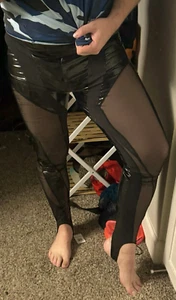 Men’s XL Sexiest Latex Leggings Ever?! Mesh sheer inlay - Picture 1 of 10